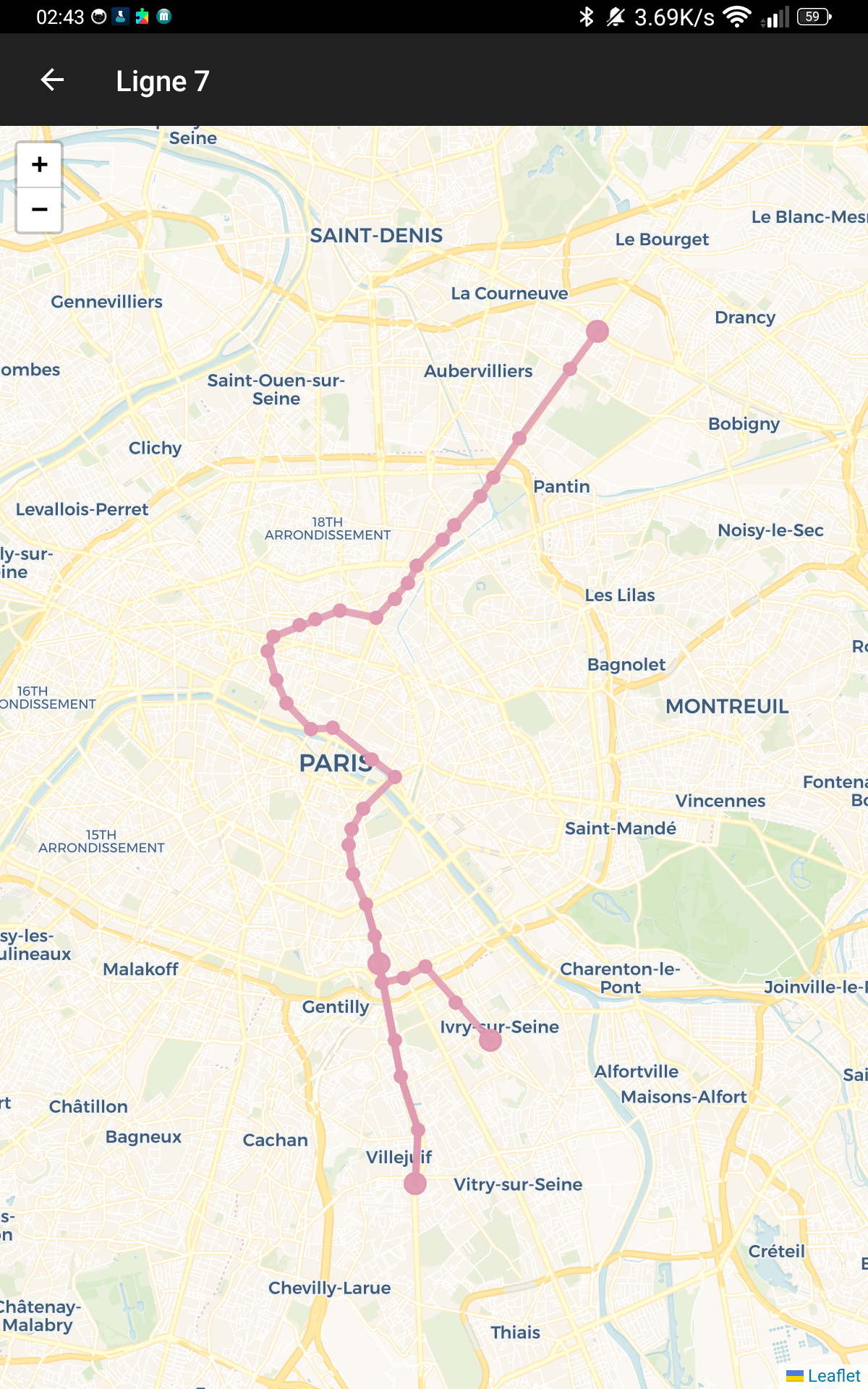 Carte de la ligne 7