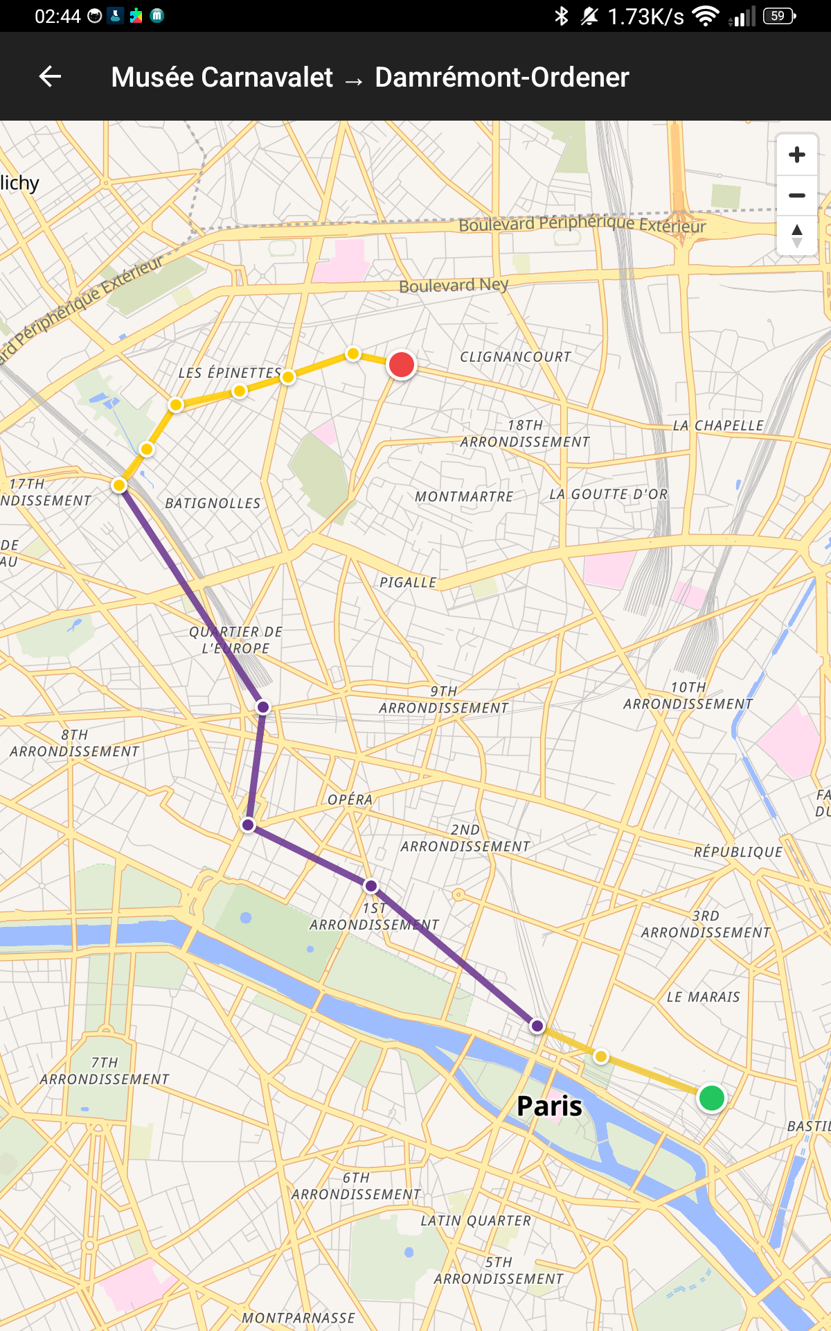 Carte du trajet