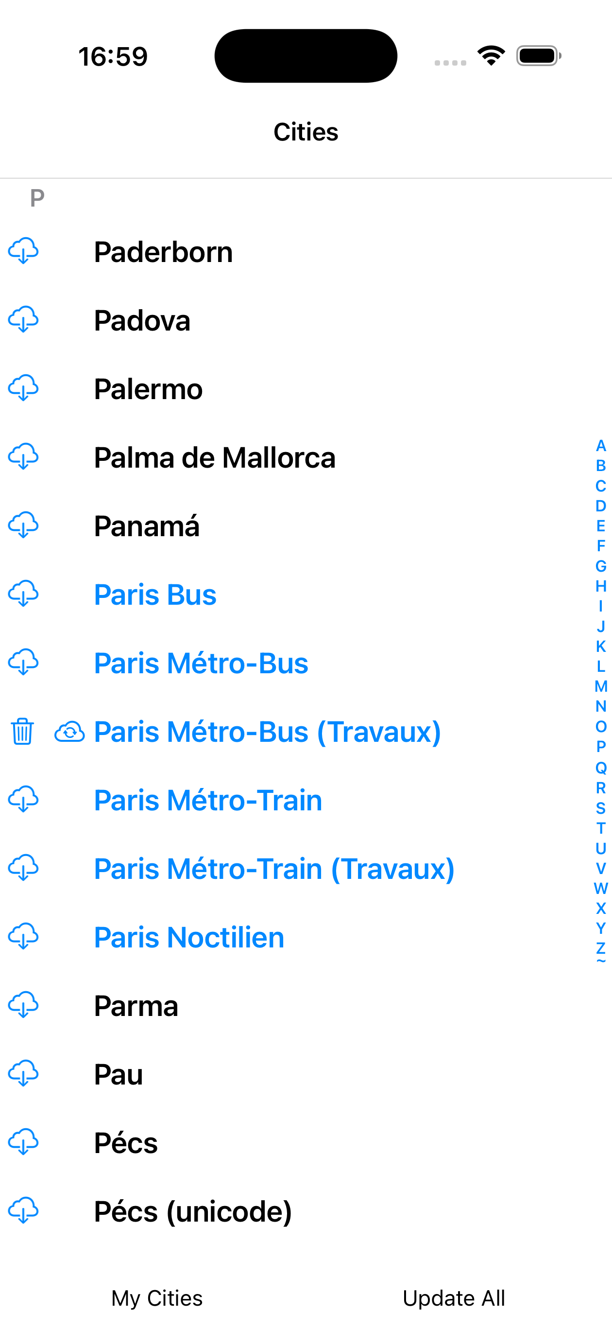 Liste des villes